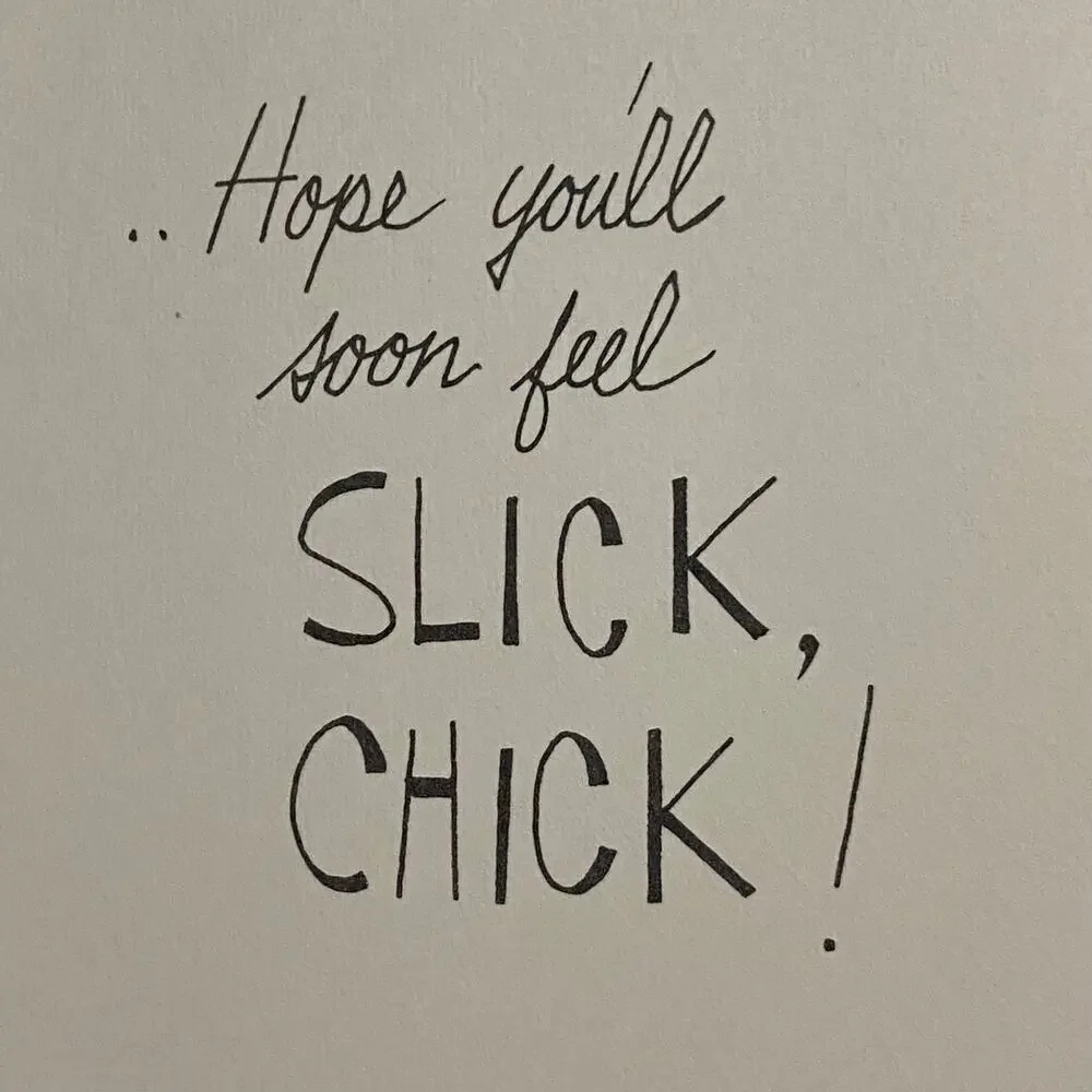 Vtg MCM Get Well Card Unused USA 1960s Chicken Retro Humor Sunshine Studio